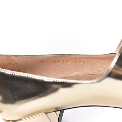 Christian Dior Mirror Finish Calfskin Baby-D Ballet Pumps 37.5 Stardust Gold 8 of 8