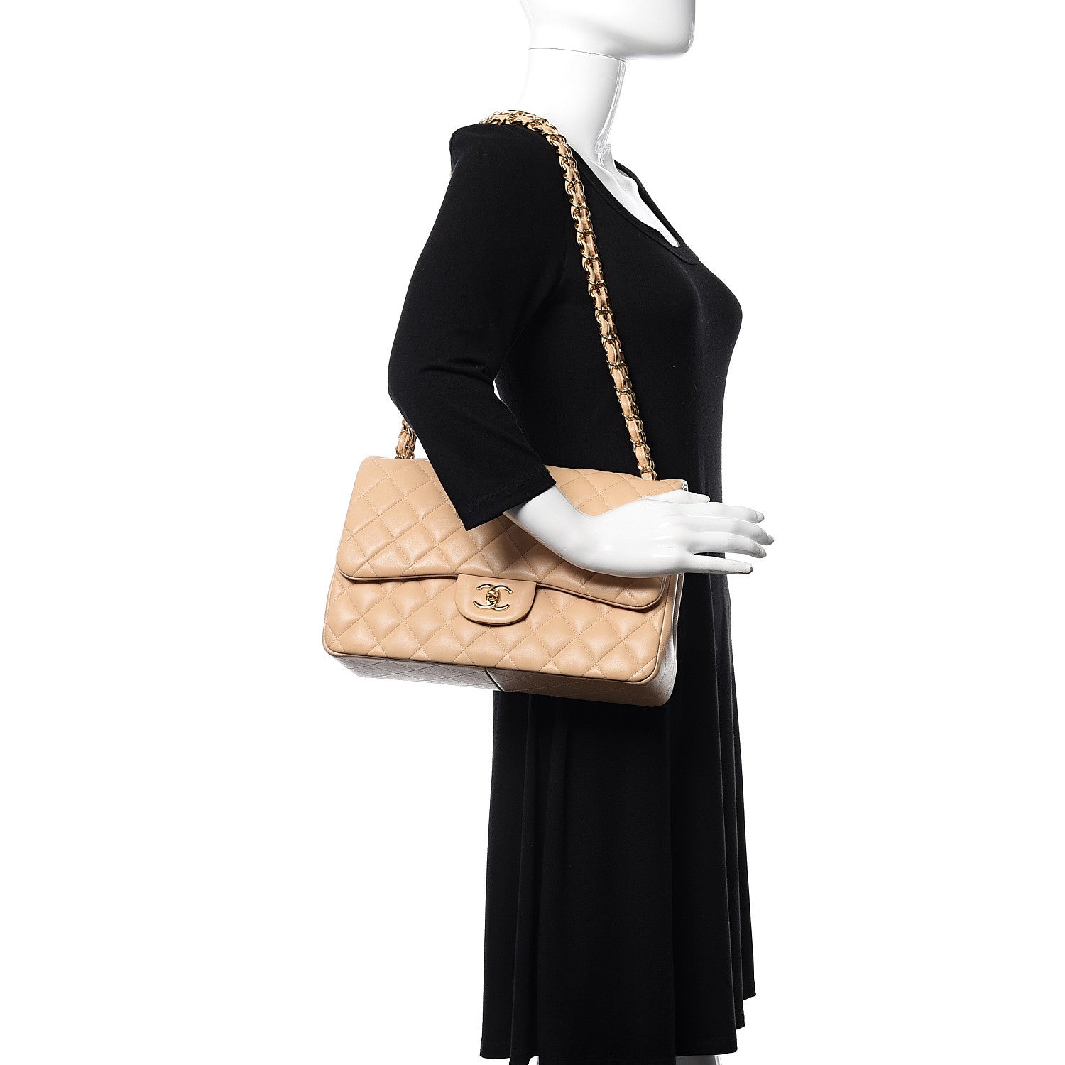 Chanel Lambskin Quilted Jumbo Double Flap Beige Clair 2 of 13