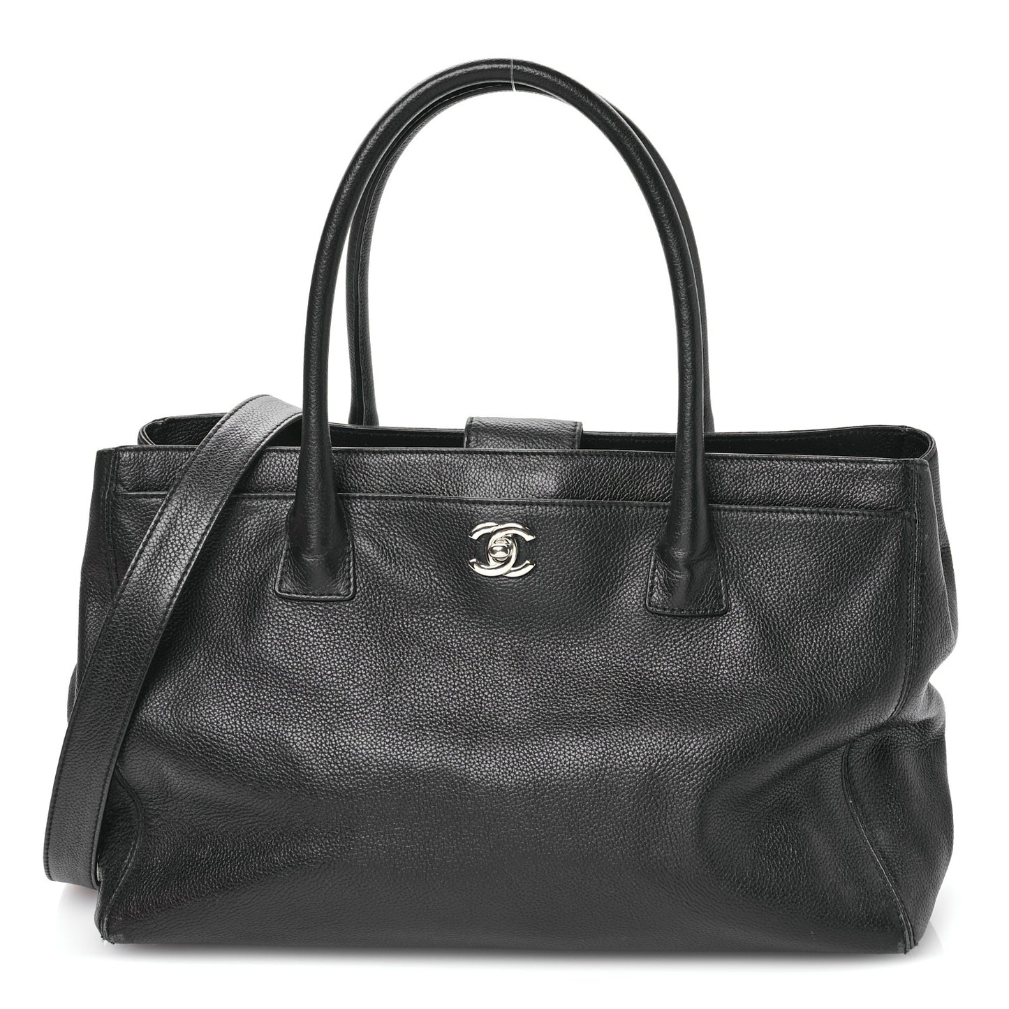Calfskin Cerf Executive Shopper Tote Black