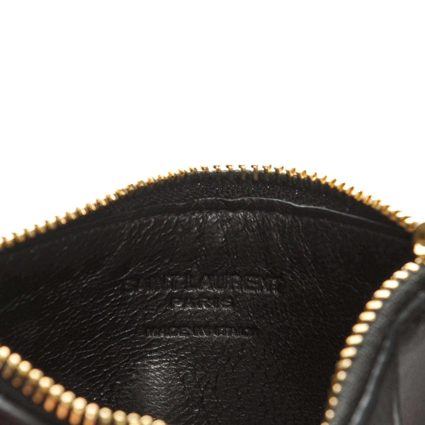 Calfskin 5 Fragments Zip Pouch Card Holder Black
