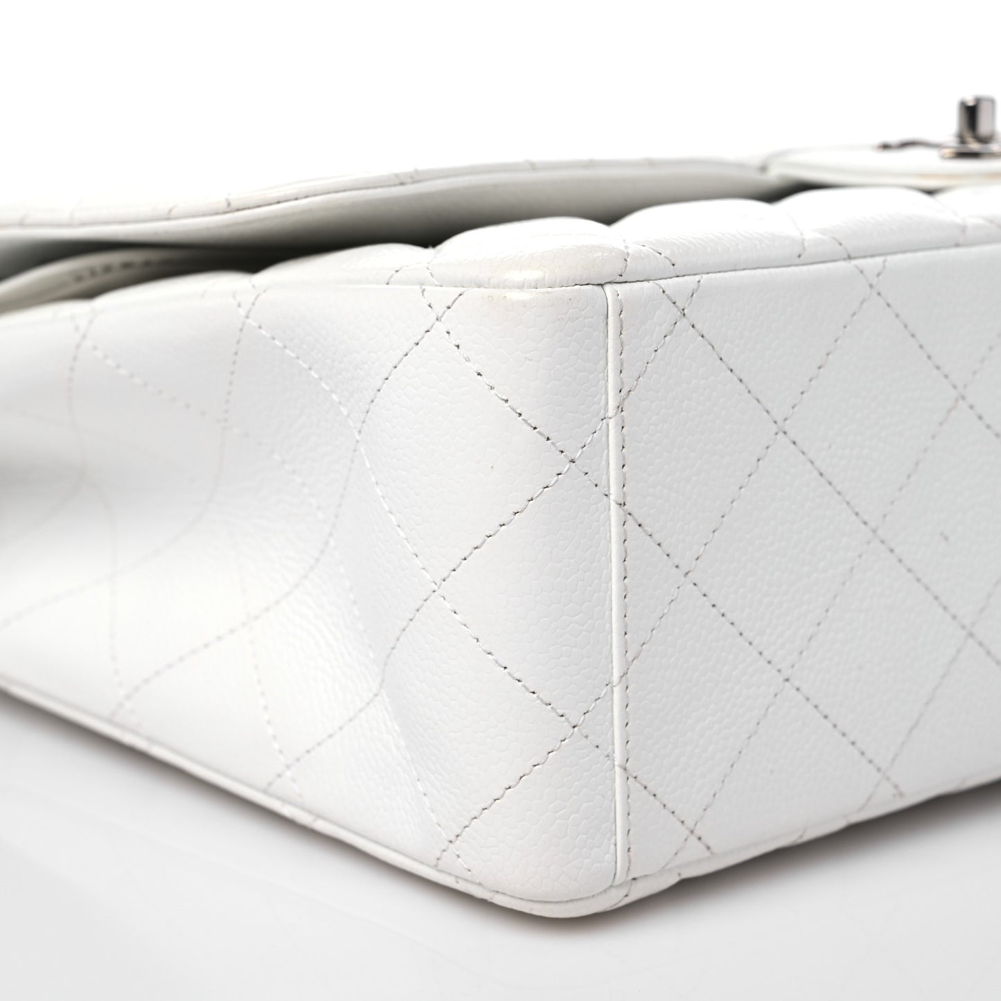 Caviar Quilted Maxi Double Flap White