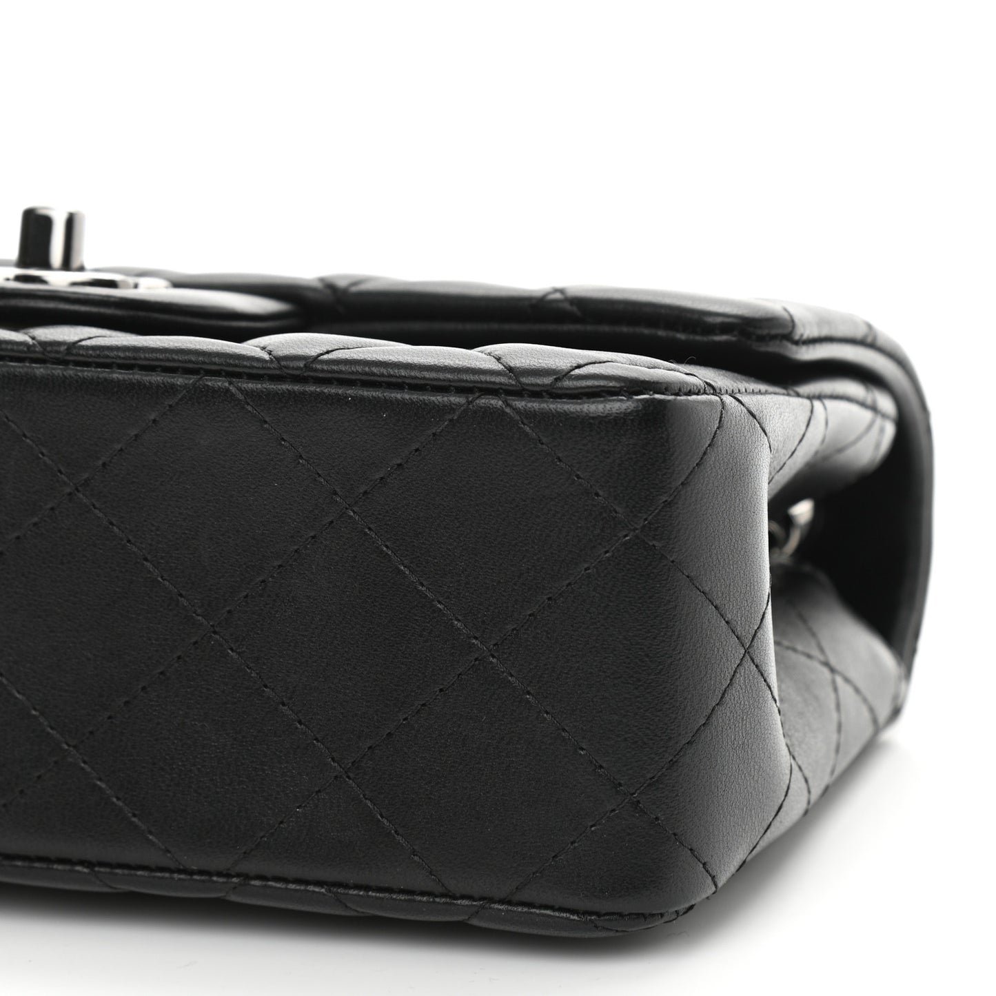 Lambskin Quilted Mini Rectangular Flap Black