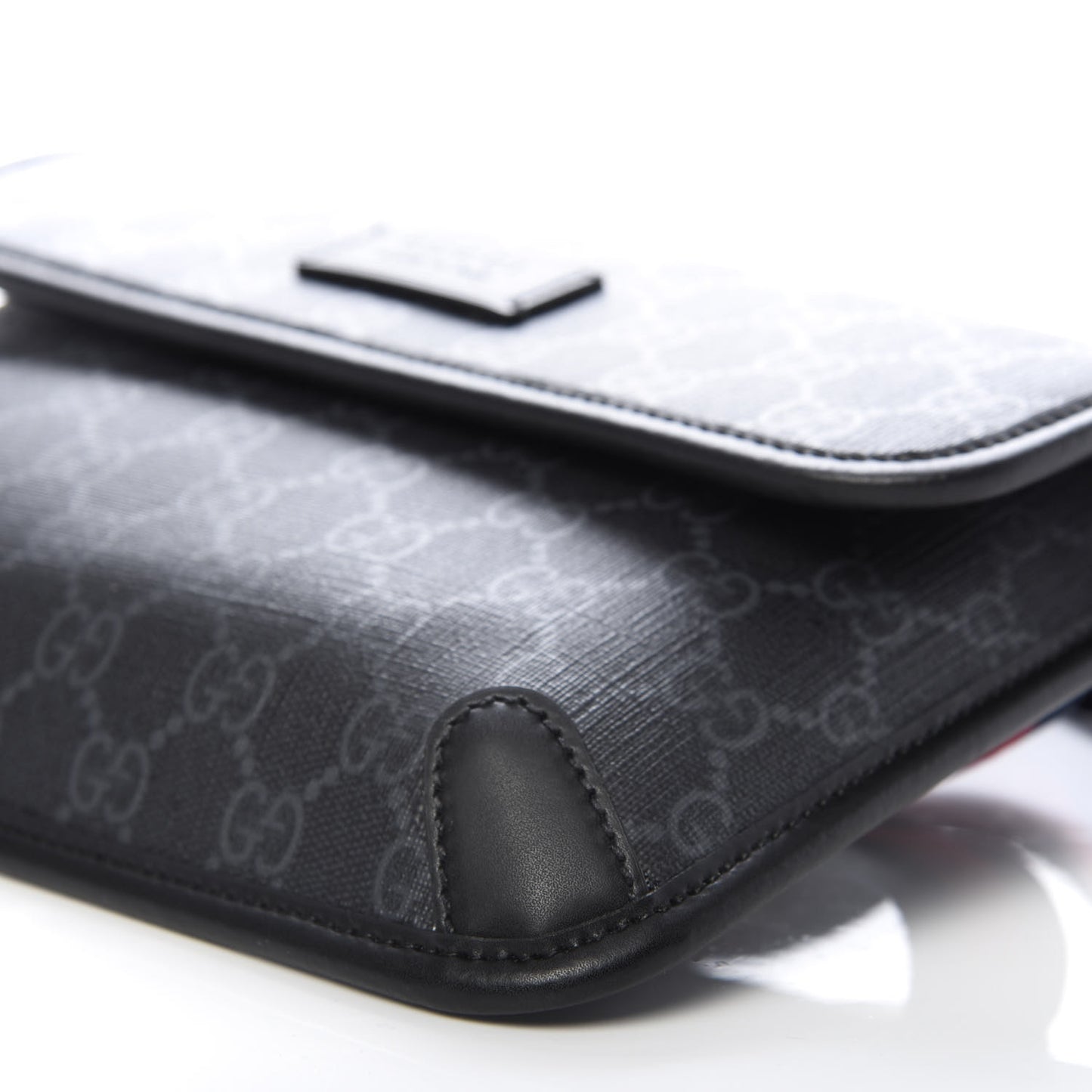 GG Supreme Monogram Web Slim Belt Bag Black Grey