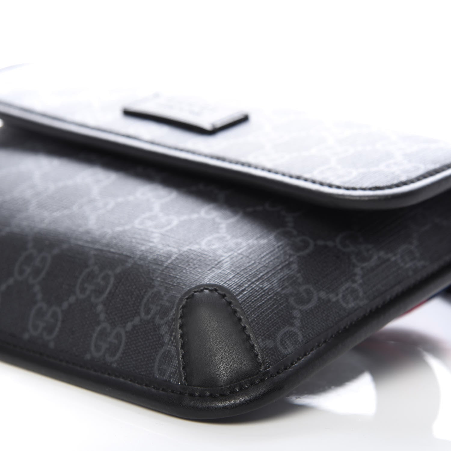 Gucci GG Supreme Monogram Web Slim Belt Bag Black Grey 7 of 9