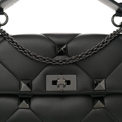 Valentino Garavani Nappa Monochrome Medium Roman Stud Shoulder Bag Black 7 of 9