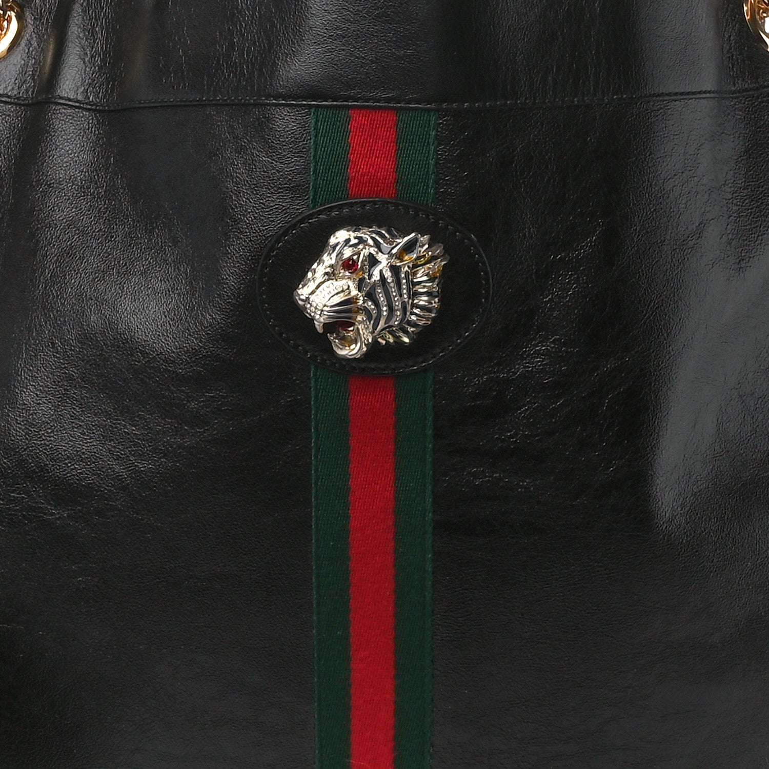 Gucci Calfskin Maxi Rajah Chain Tote Black 11 of 15