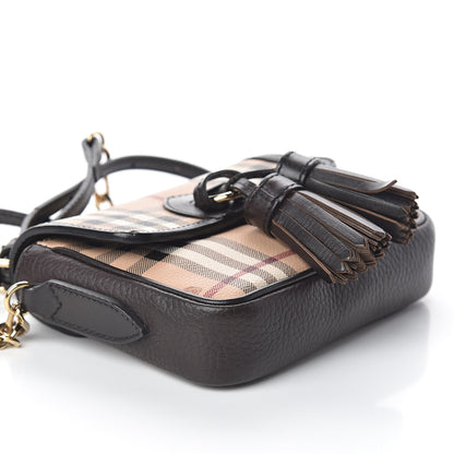 Burberry Haymarket Check Mini Tassel Crossbody Bag Chocolate 6 of 7