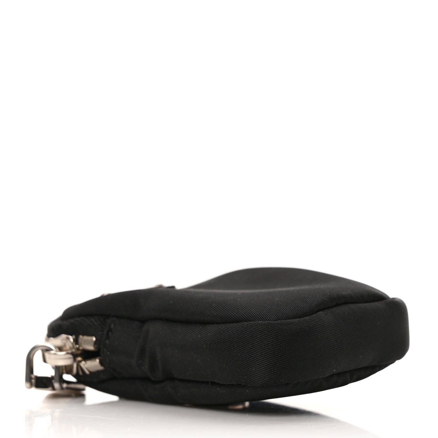 Prada Re-Nylon Pocket Metal Triangle Logo Padded Mini Key Chain Pouch Black 3 of 7