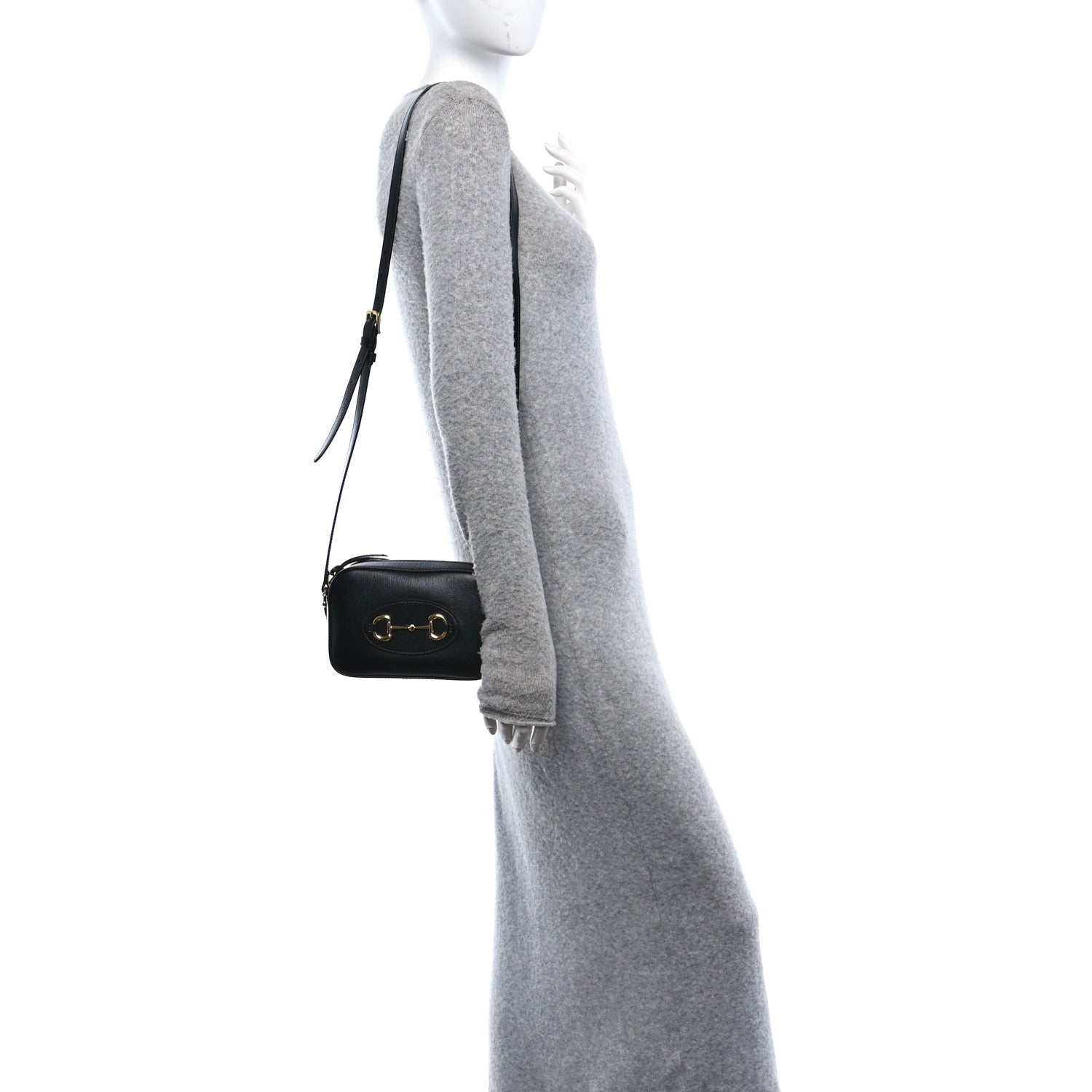 Gucci Calfskin Mini Horsebit 1955 Camera Shoulder Bag  Black 2 of 11