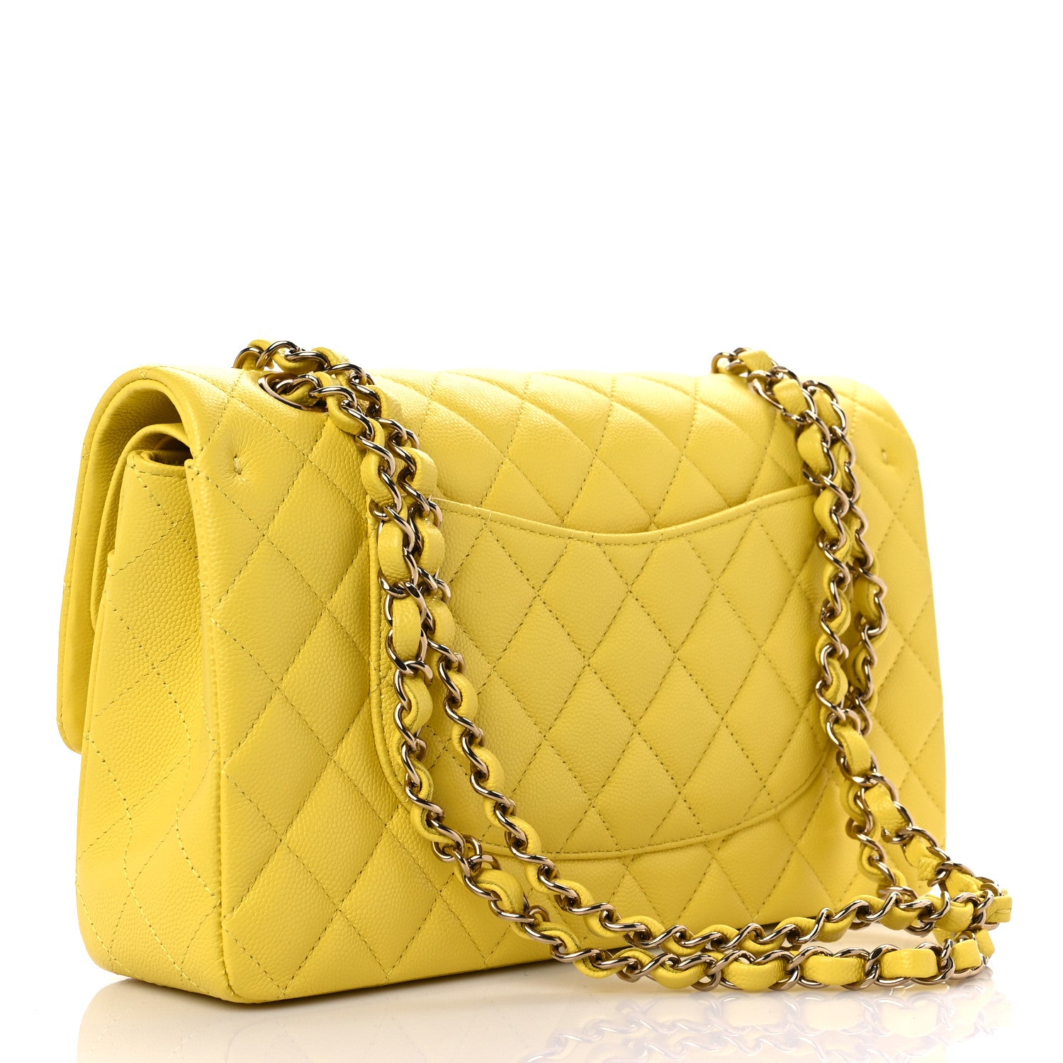 Chanel Caviar Quilted Medium Double Flap Yellow 3 of 10