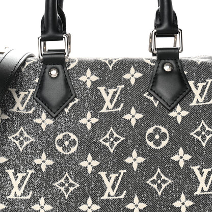 Louis Vuitton Denim Monogram Jacquard Speedy Bandouliere 25 Black 7 of 9