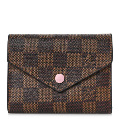 Louis Vuitton Damier Ebene Victorine Wallet Rose Ballerine 1 of 9