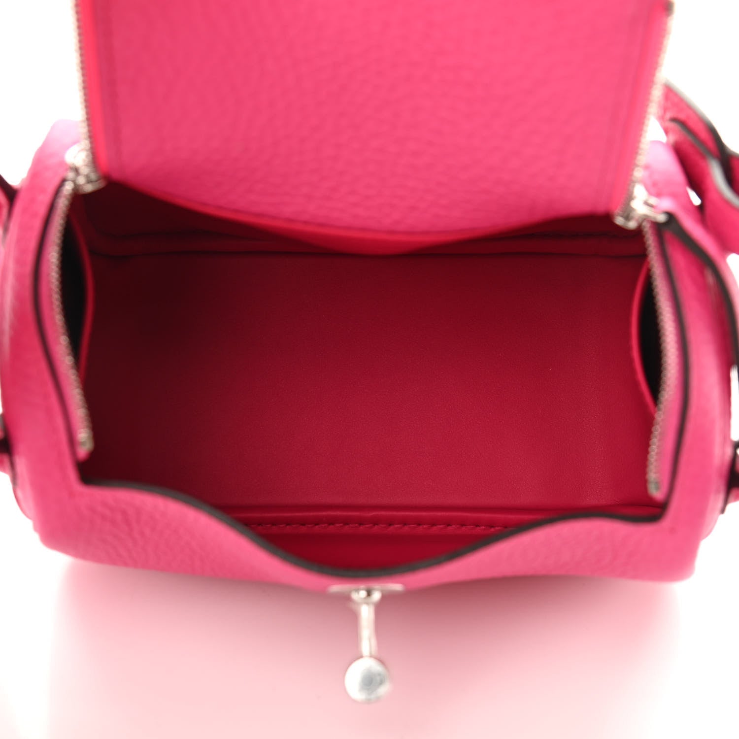 Hermes Taurillon Clemence Mini Lindy 20 Rose Shocking 5 of 9