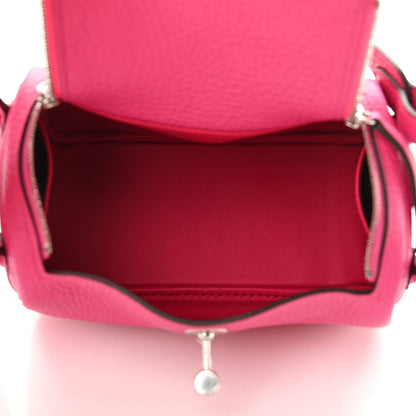 Hermes Taurillon Clemence Mini Lindy 20 Rose Shocking 5 of 9