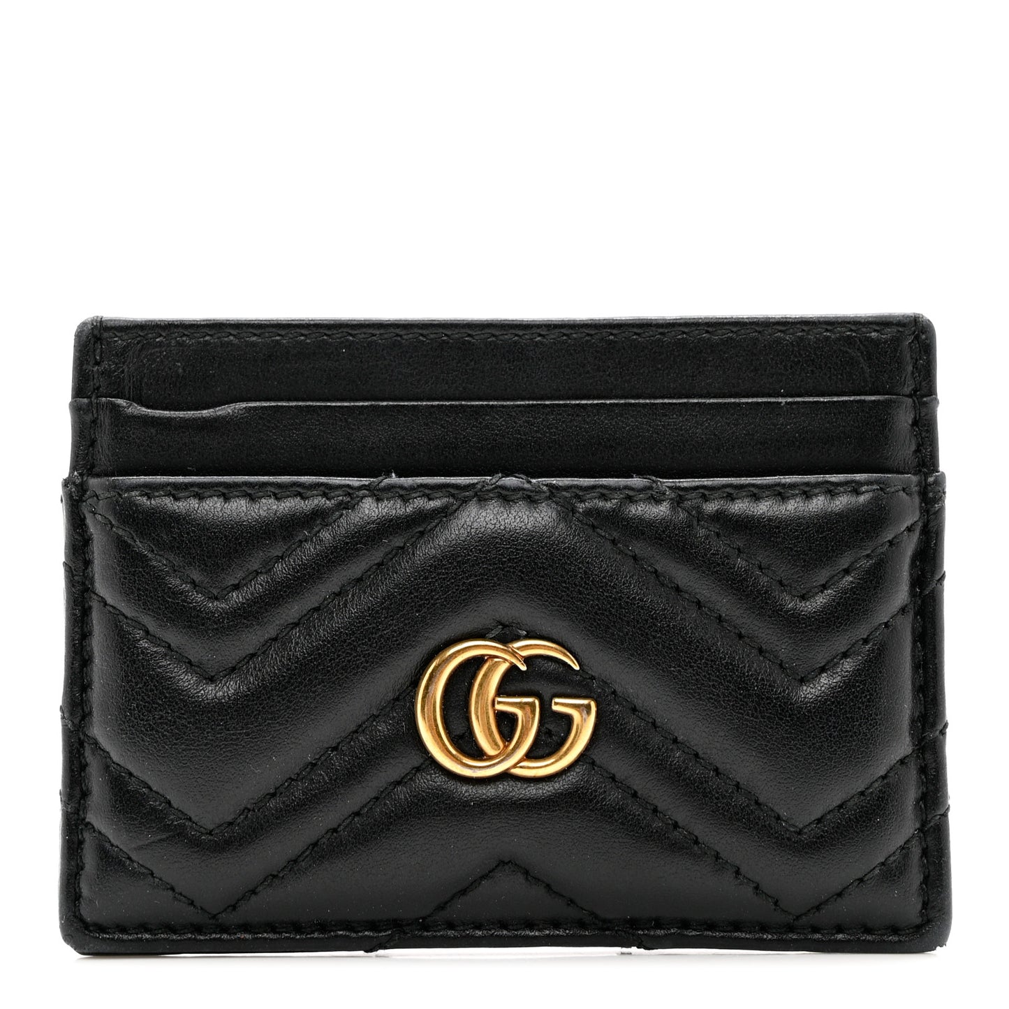 Calfskin Matelasse GG Marmont Card Holder Black