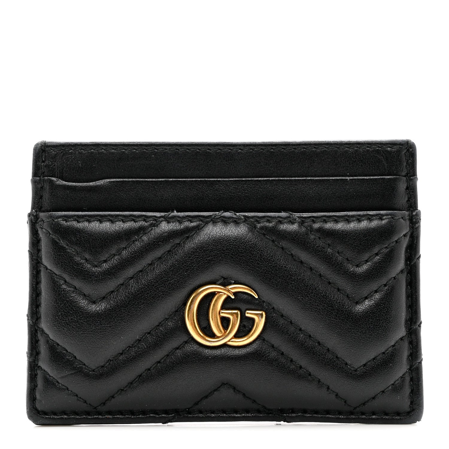 Gucci Calfskin Matelasse GG Marmont Card Holder Black 1 of 6