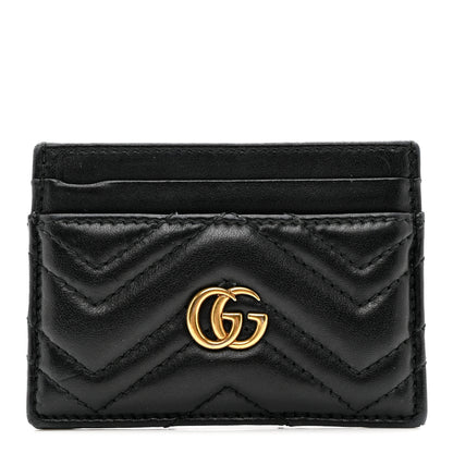 Gucci Calfskin Matelasse GG Marmont Card Holder Black 1 of 6