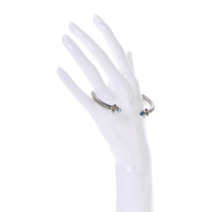 David Yurman Sterling Silver 14K Yellow Gold Blue Topaz Lapis Lazuli 5mm Cable Renaissance Bracelet 2 of 6