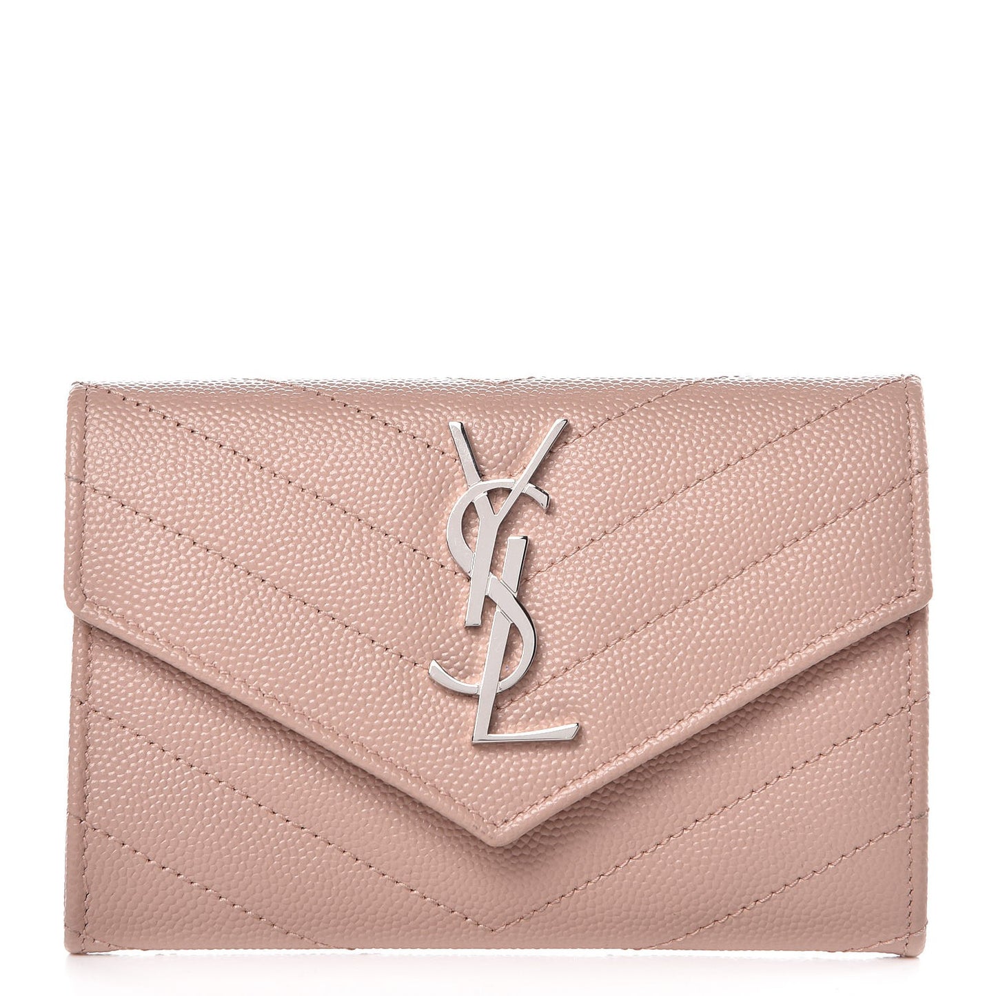 Grain De Poudre Matelasse Chevron Small Monogram Envelope Wallet Pale Blush