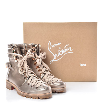 Christian Louboutin Metallic Calfskin Who Runs Flat Boots 38 Colombe 9 of 9
