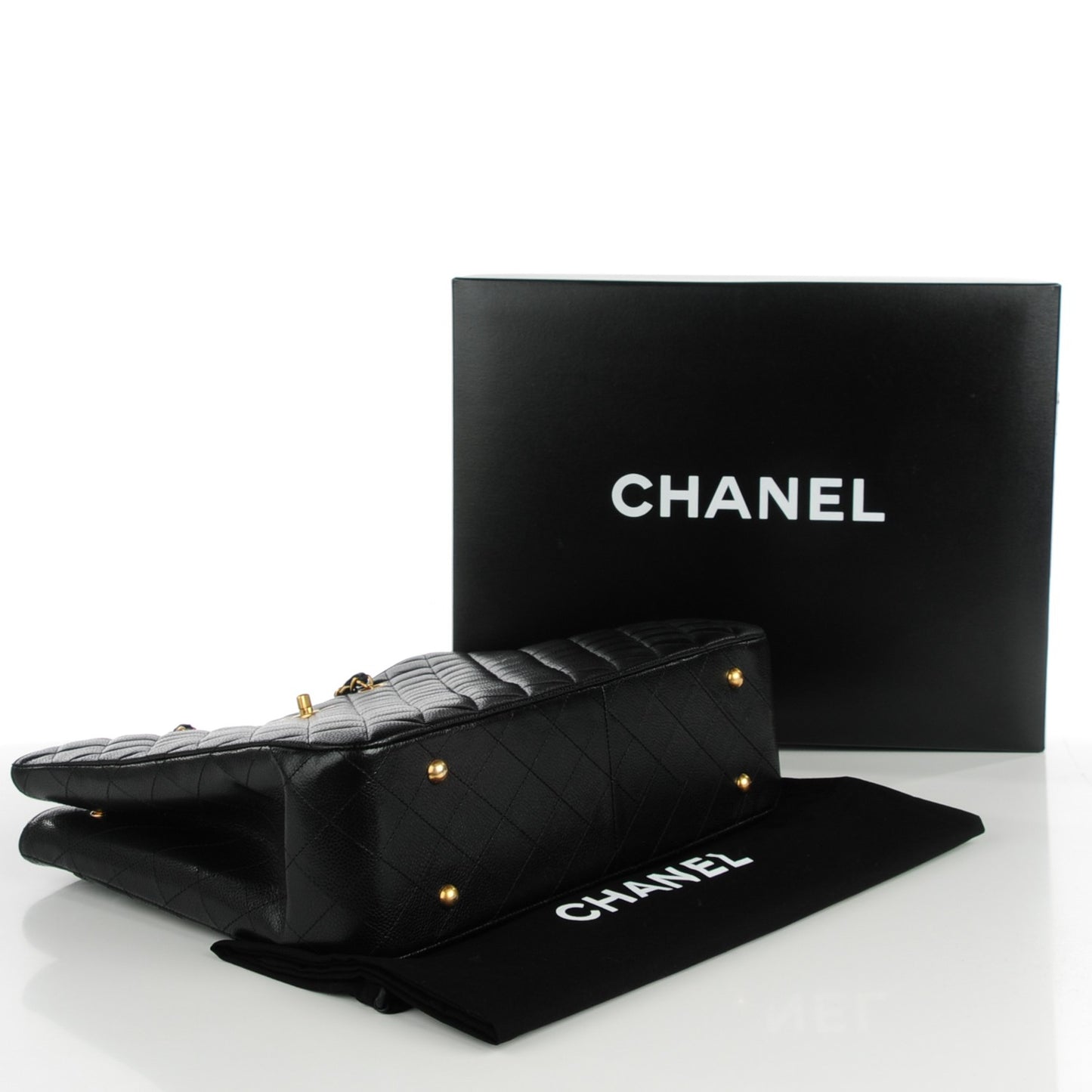 Caviar Quilted Shopping Tote Black