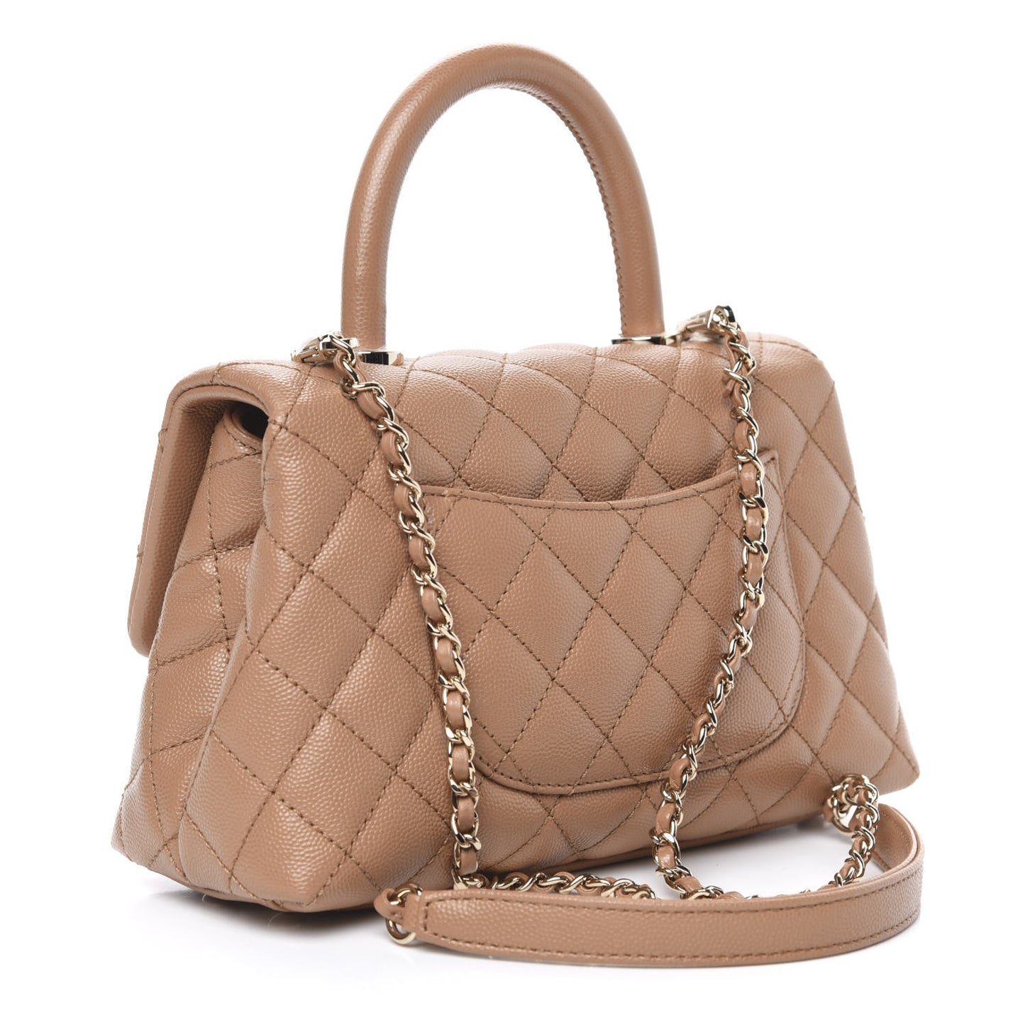 Caviar Quilted Mini Coco Handle Flap Brown