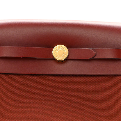 Hermes Military Toile Vache Hunter Herbag Zip Retourne 20 Rouge H 8 of 12
