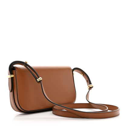Prada Soft Calfskin Metal Triangle Logo Flap Shoulder Bag Cognac 3 of 11
