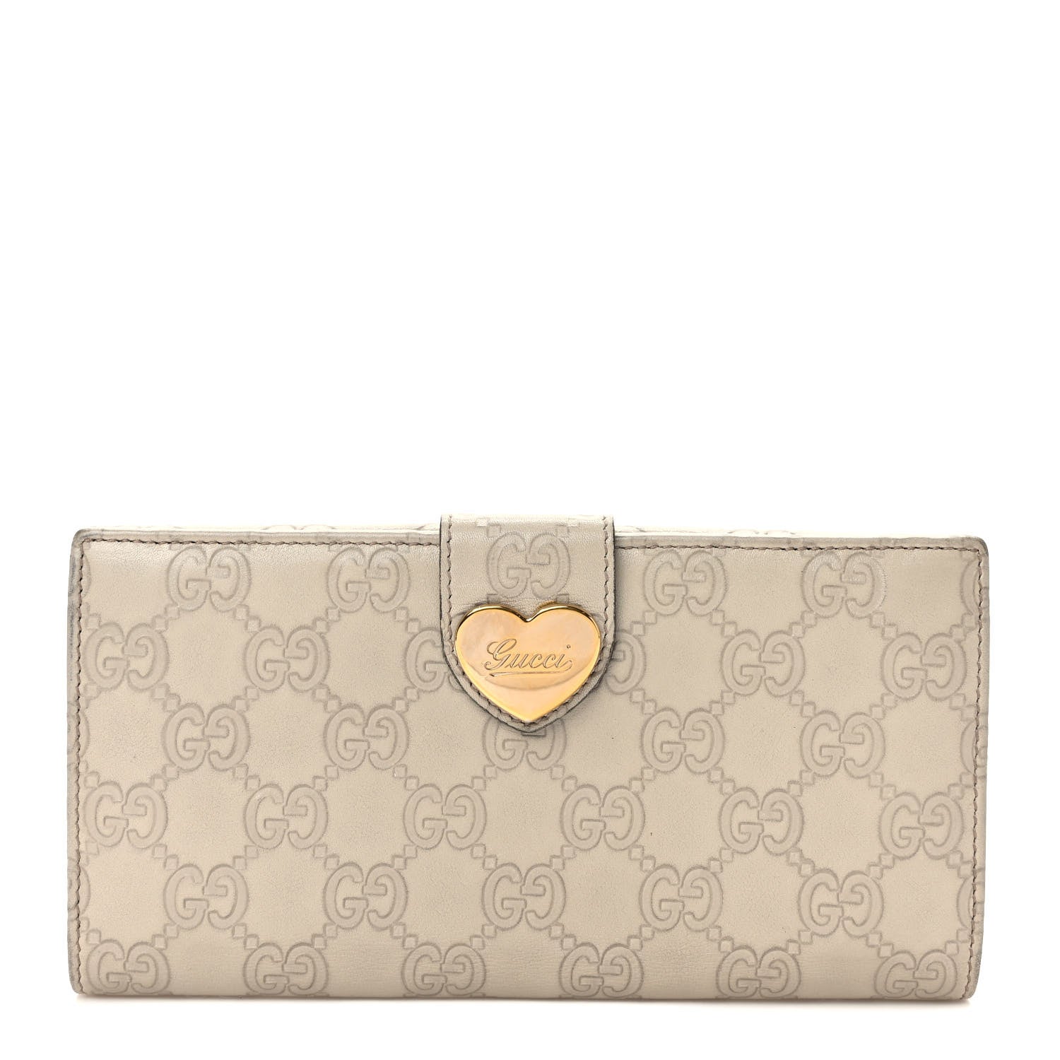 Gucci Guccissima Heart Continental Wallet Off White 1 of 9