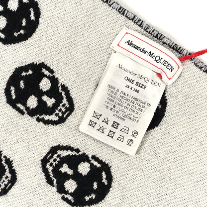Alexander McQueen Wool Reversible Upside Down Skull Scarf Black Ivory 3 of 3