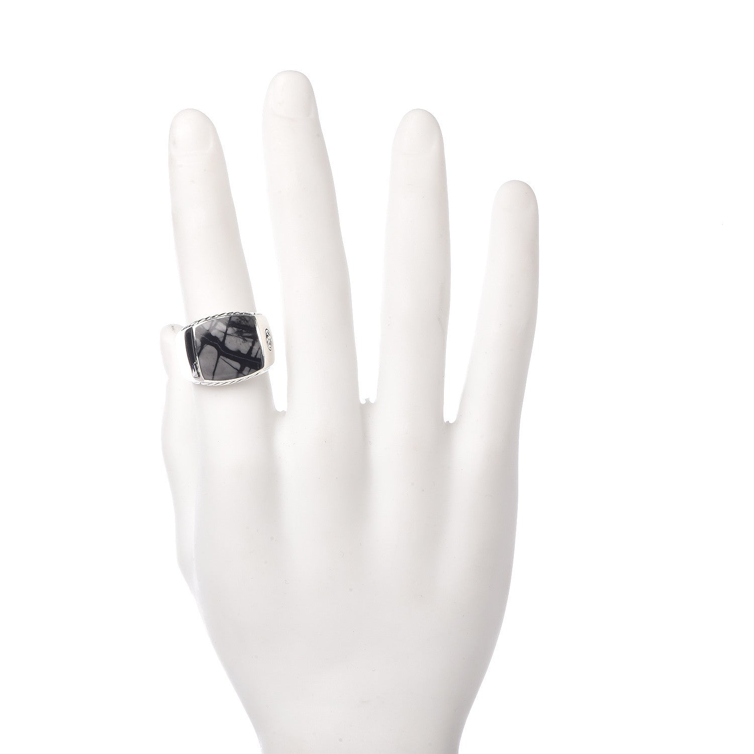 David Yurman Sterling Silver Picasso Jasper Mens Signet Ring 62 10 2 of 5