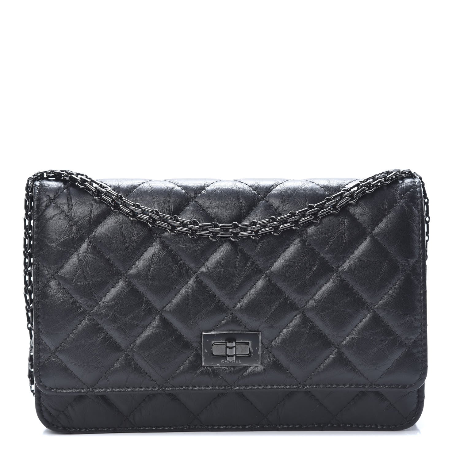 Chanel Aged Calfskin Quilted Reissue Wallet On Chain WOC So Black 1 of 11
