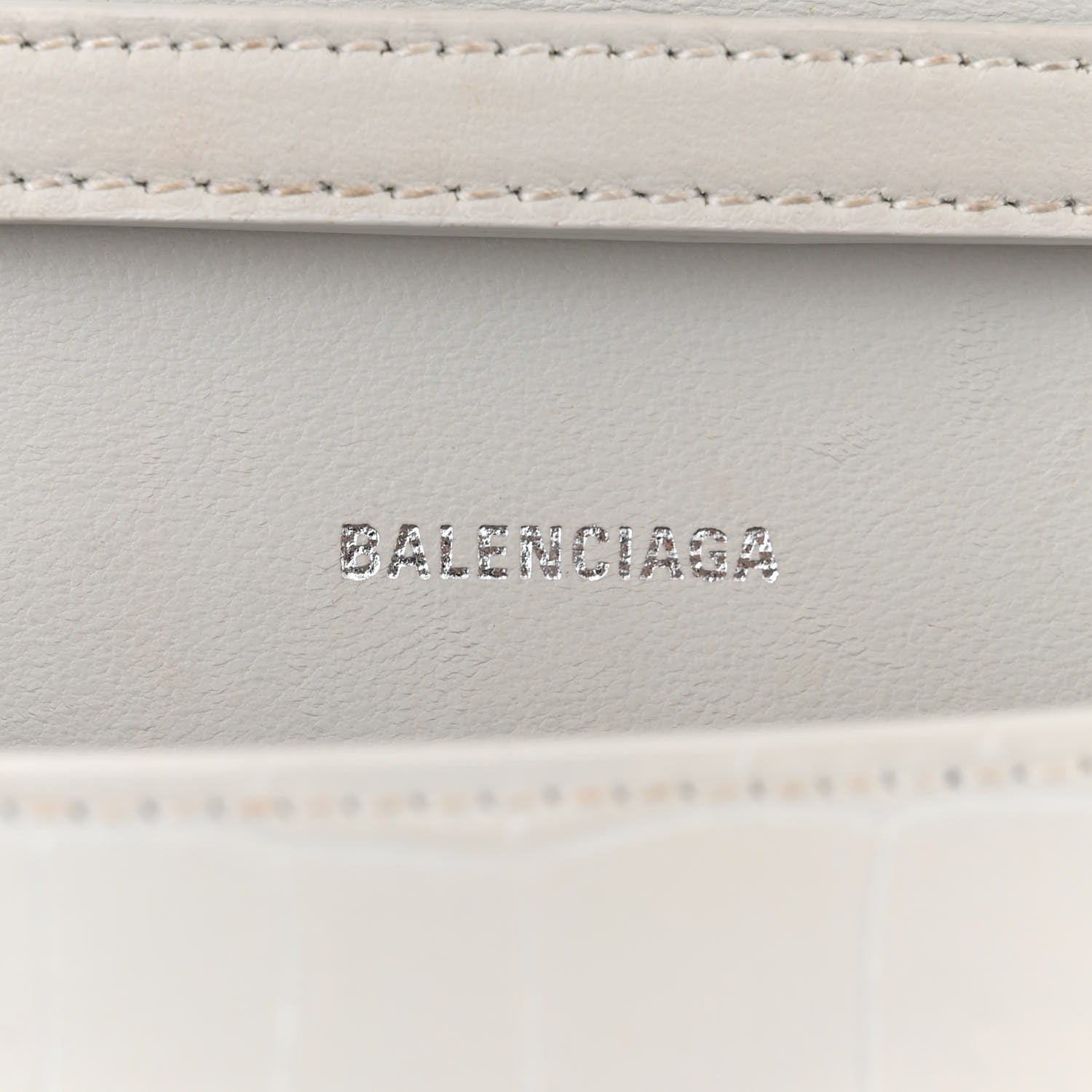 Balenciaga Shiny Calfskin Crocodile Embossed Small Hourglass Evening Chain Bag White 6 of 16