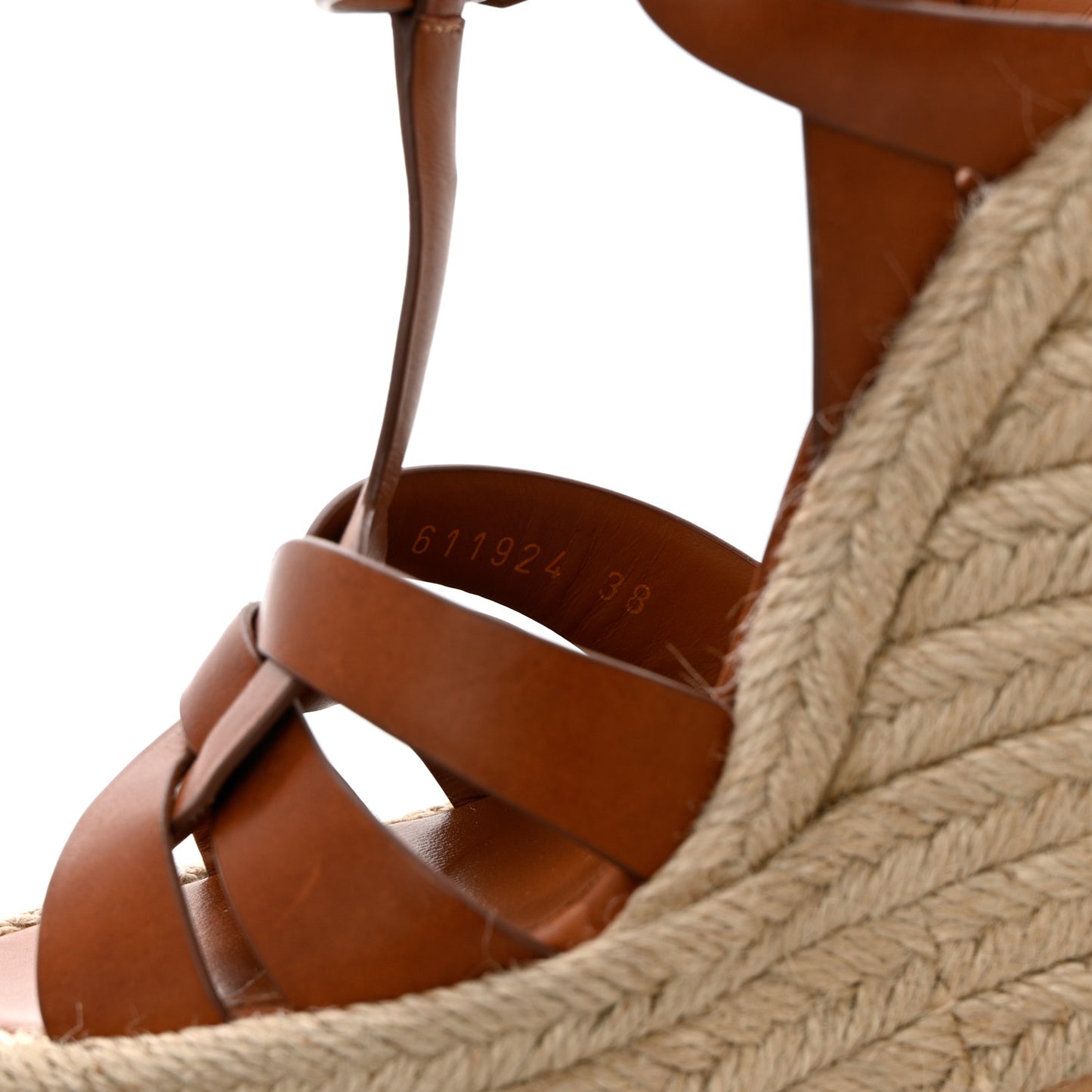 Calfskin 85 Platform Espadrille Wedge Sandals 38 Brown