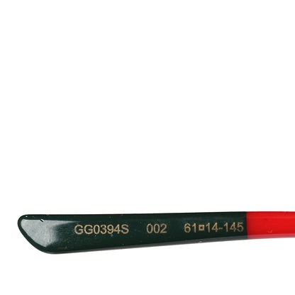 Gucci Web Rectangular Frame Interlocking G Sunglasses GG0394S Green Red 5 of 6