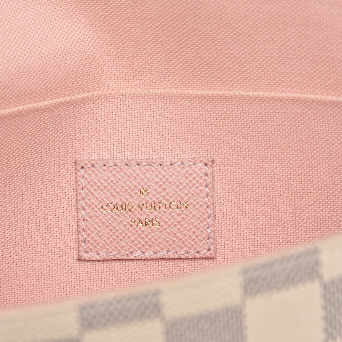 Damier Azur Pochette Felicie Chain Wallet Rose Ballerine