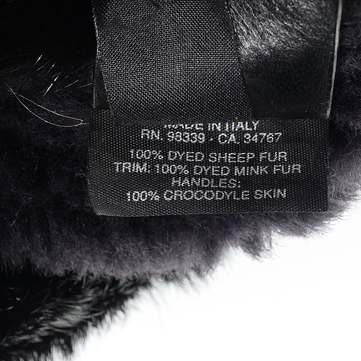 Prada Shearling Mink Fur Crocodile Shoulder Bag Black 8 of 10
