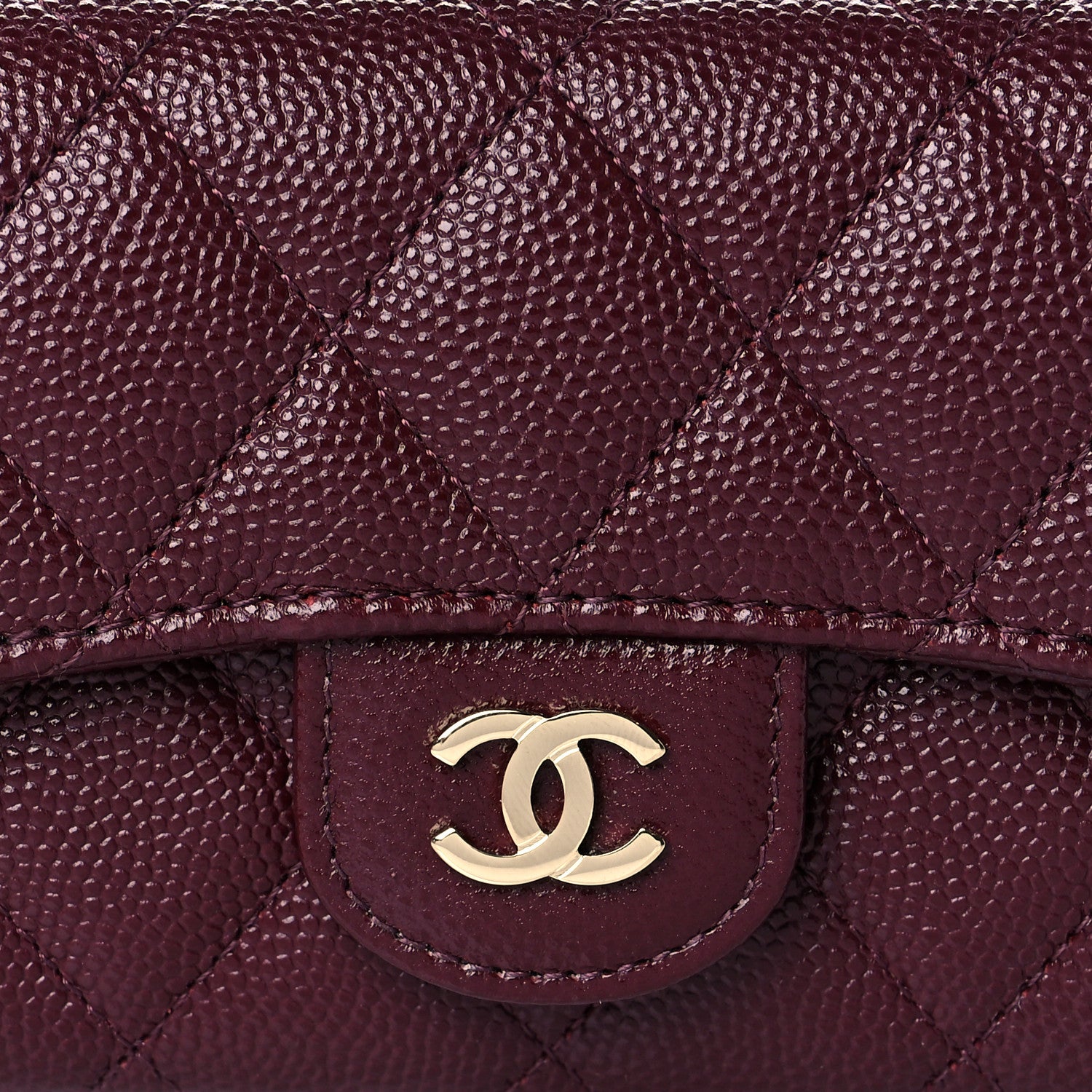 Chanel Caviar Quilted Flap Card Holder Wallet Burgundy 9 of 12