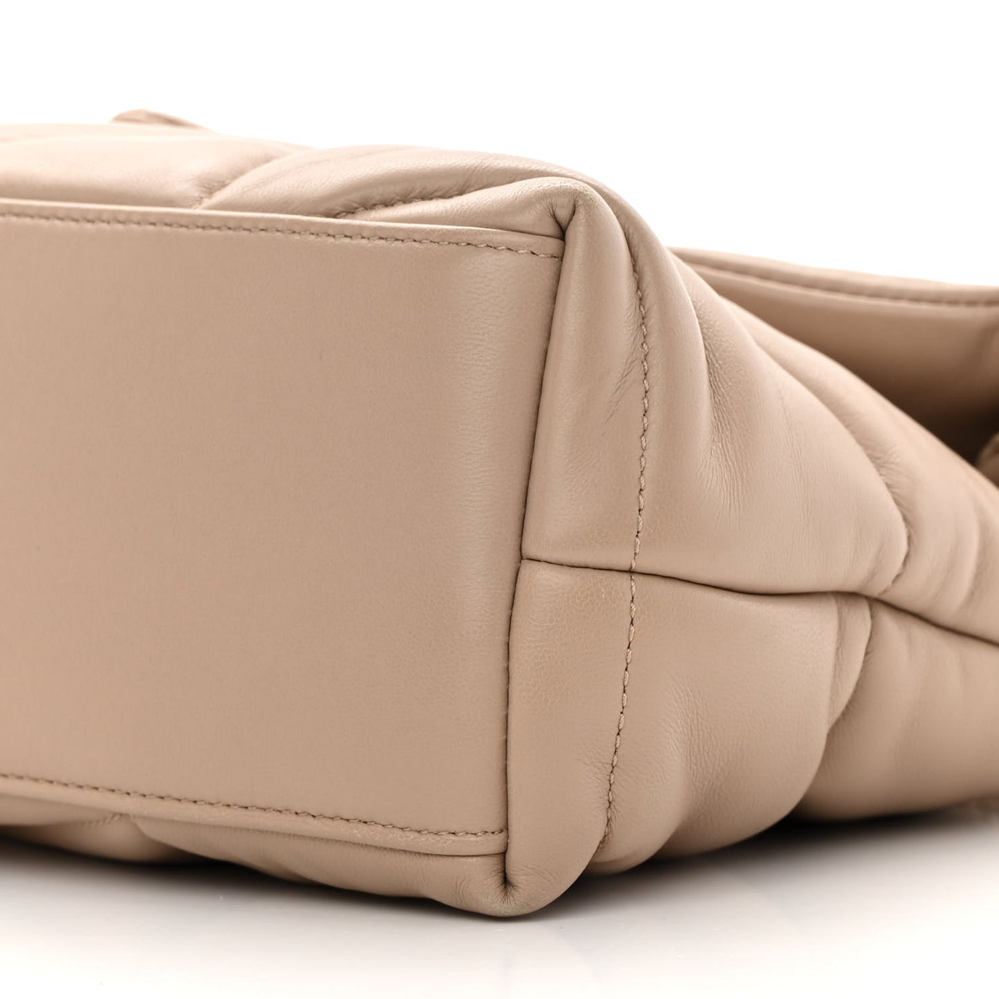 Lambskin Quilted Small Loulou Puffer Monogram Chain Satchel Dark Beige