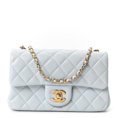 Chanel Lambskin Quilted Mini Rectangular Pearl Crush Flap Light Blue 1 of 11