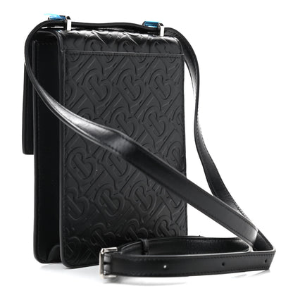 Burberry Calfskin Embossed Monogram TB Robin Bag Black 3 of 8