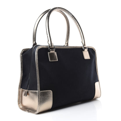Loewe Metallic Goatskin Canvas Amazona 36 Black Silver 3 of 9