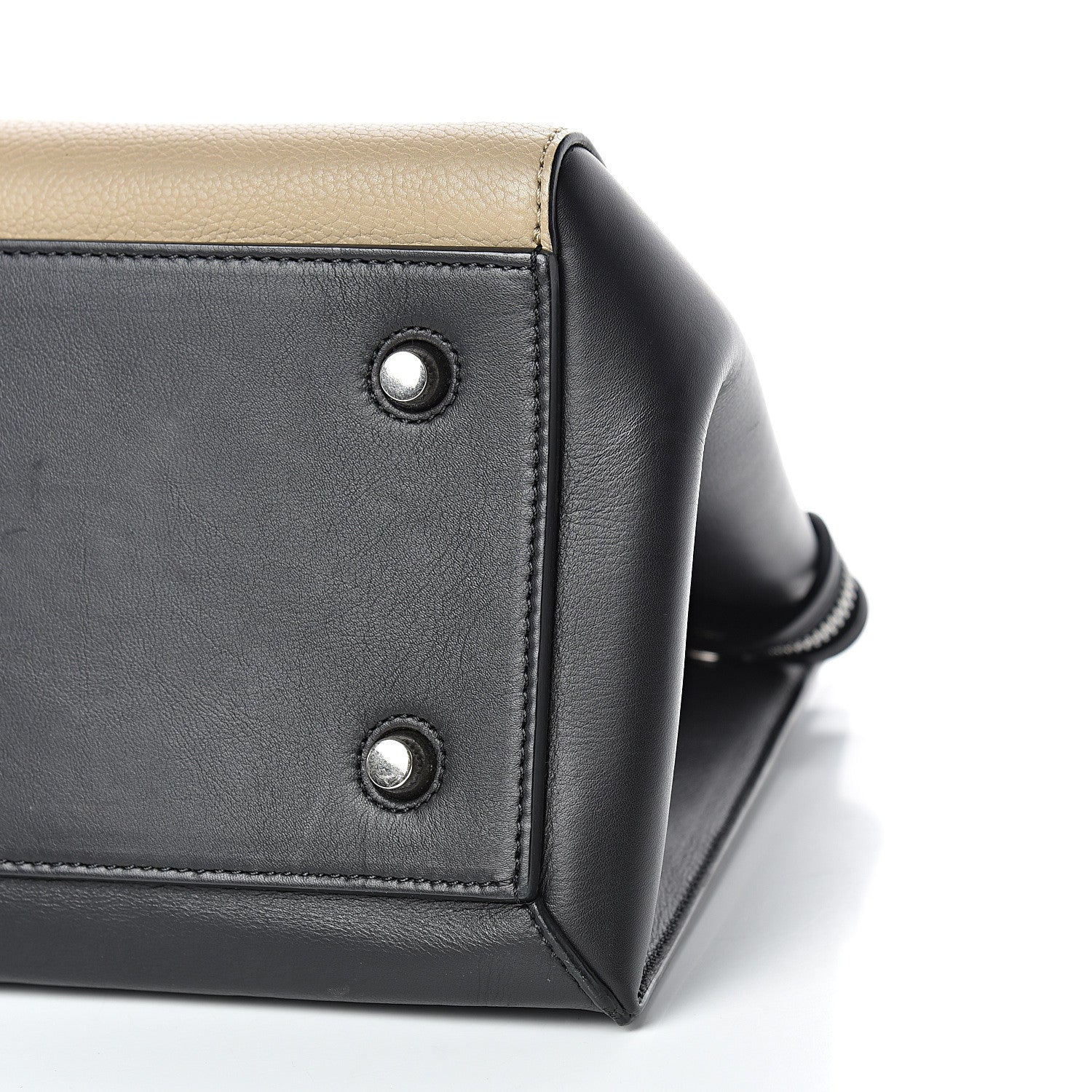 Celine Textured Calfskin Medium Bi-Color Edge Shoulder Bag Black Beige 9 of 15