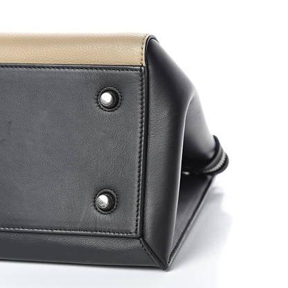 Celine Textured Calfskin Medium Bi-Color Edge Shoulder Bag Black Beige 9 of 15