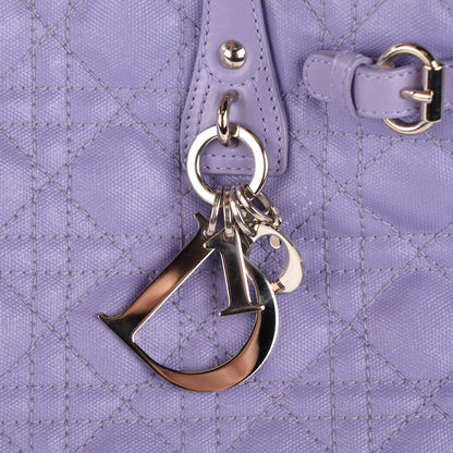 Christian Dior Coated Canvas Cannage Medium Panarea Tote Purple 6 of 8