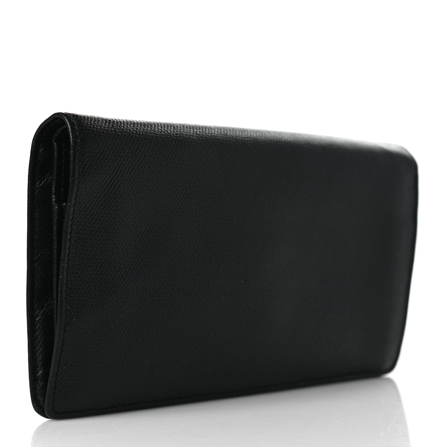 Grained Calfskin CC Button Yen Wallet Black