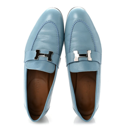 Hermes Goatskin Paris Loafers 38.5 Bleu Dorset 2 of 10