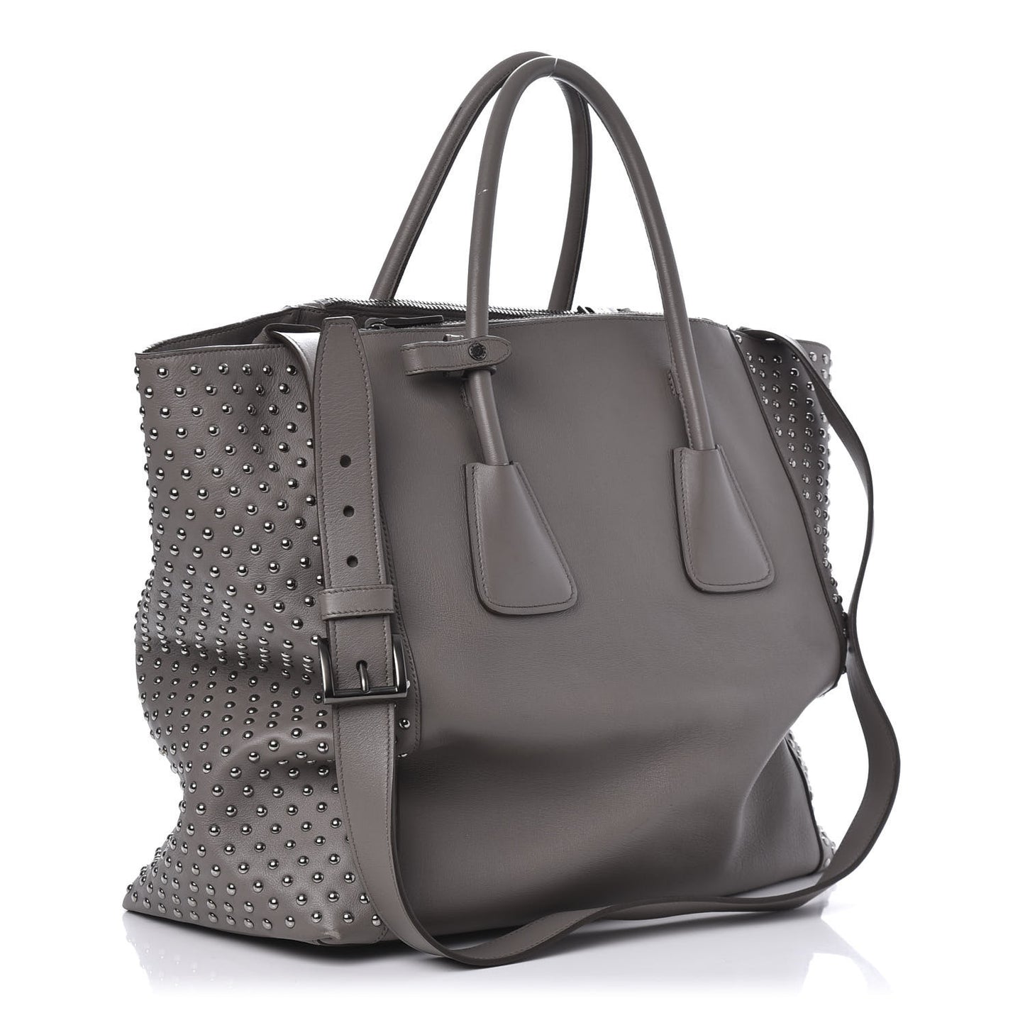 Calfskin Studded Shopping Tote Marmo