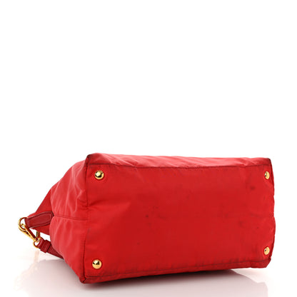 Prada Tessuto Nylon Saffiano Tote Rosso 4 of 12
