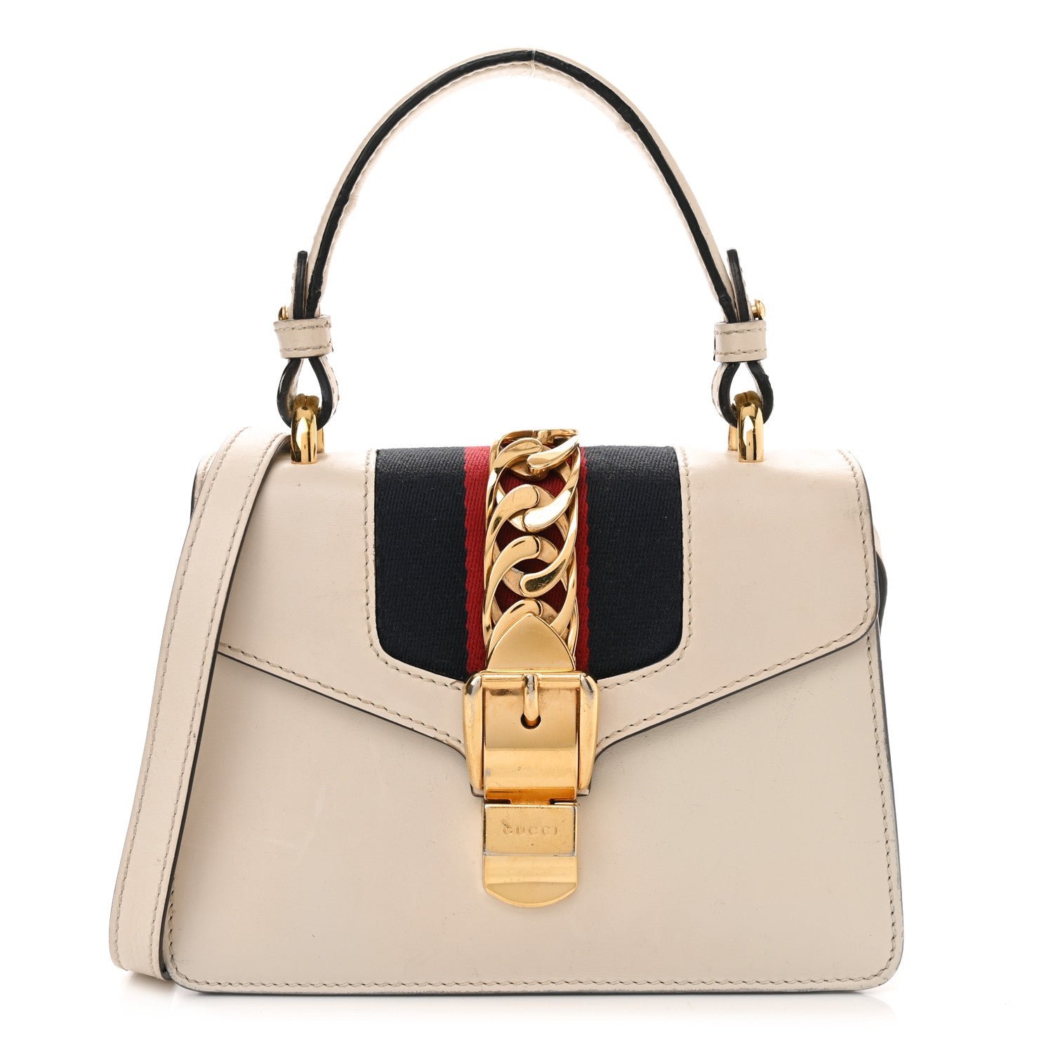 Gucci Calfskin Mini Sylvie Top Handle Bag White 1 of 18